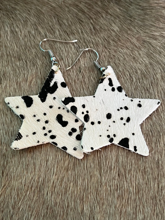Cow Print Star Earrings