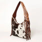 Hobo Bag Hair-On Hide with Tooled Leather Strap