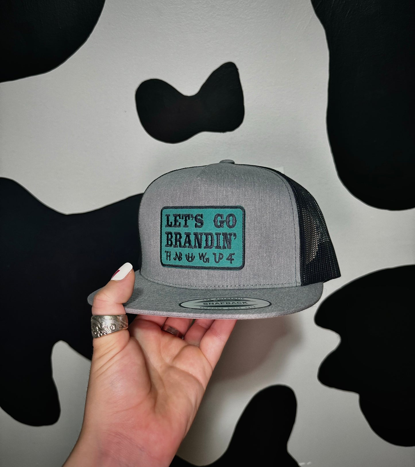 The Branded Roan - Let’s Go Brandin Heather Grey Patch Cap