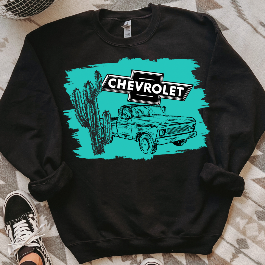 The Branded Roan - Chevrolet Turquoise Crewneck