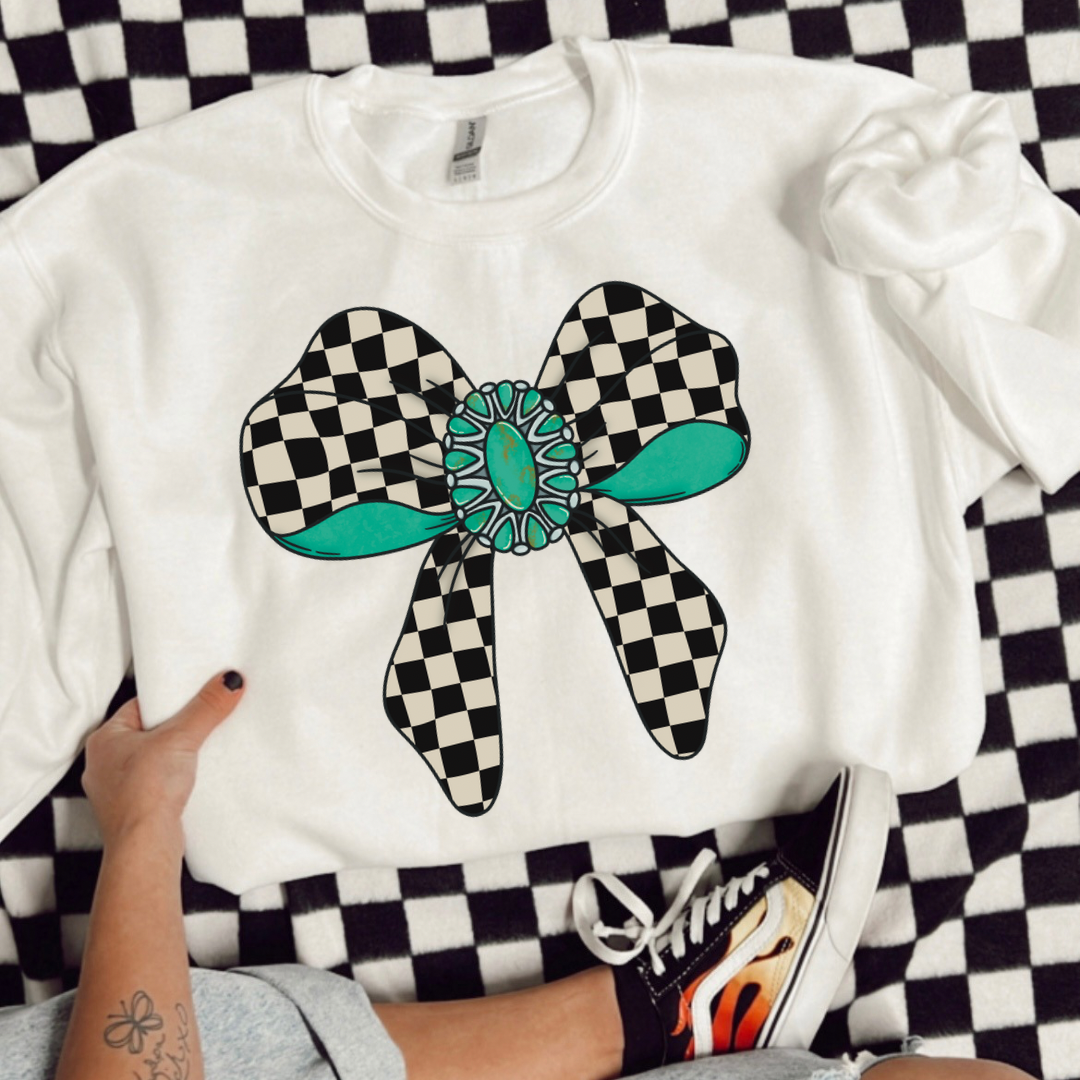 The Branded Roan - Checkered Bow Crewneck