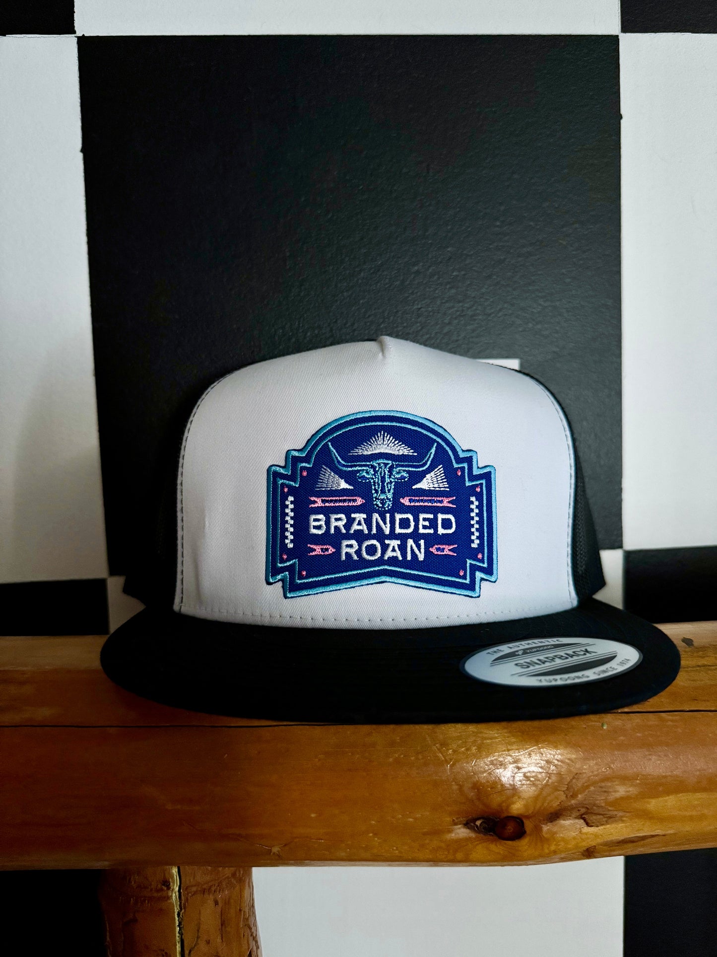 The Branded Roan - Blue & Turquoise Long Horn 2 Tone Patch Cap