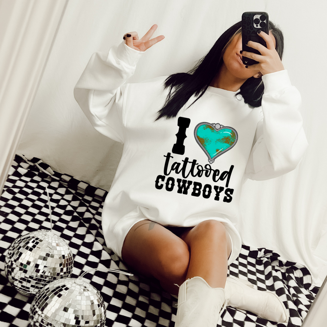 The Branded Roan - I Love Tatted Cowboys Crewneck