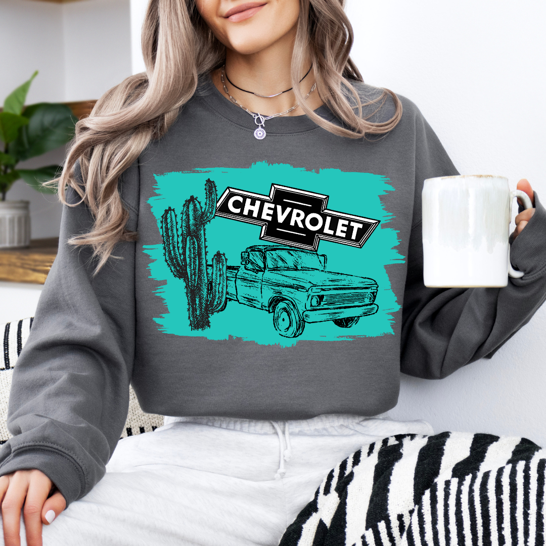 The Branded Roan - Chevrolet Turquoise Crewneck