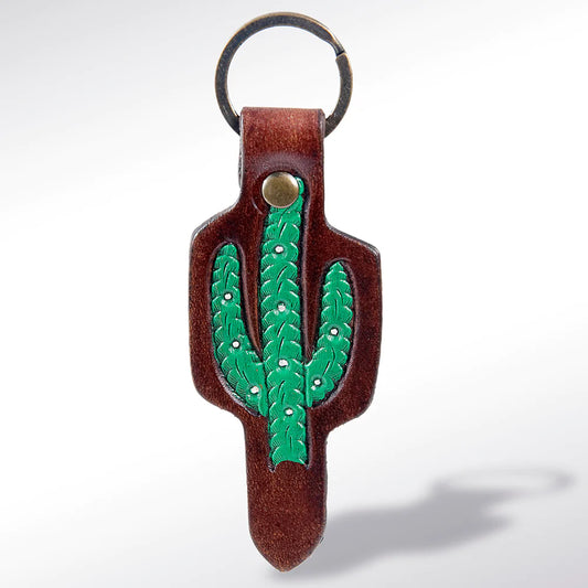 Cactus Tooled Keychain